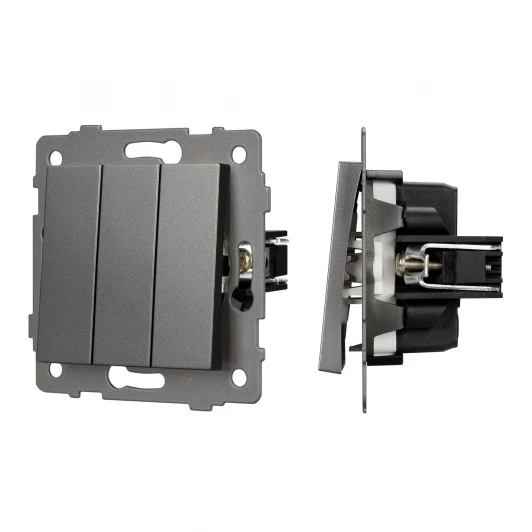 049898 Механизм выключателя трехклавишный непроходной SWT-MK03-PL-GR-V (250V, 10A) (Arlight) 049898