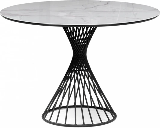 612164 Стол стеклянный Notta Вивиен 110 белый мрамор / черный арт.612164
