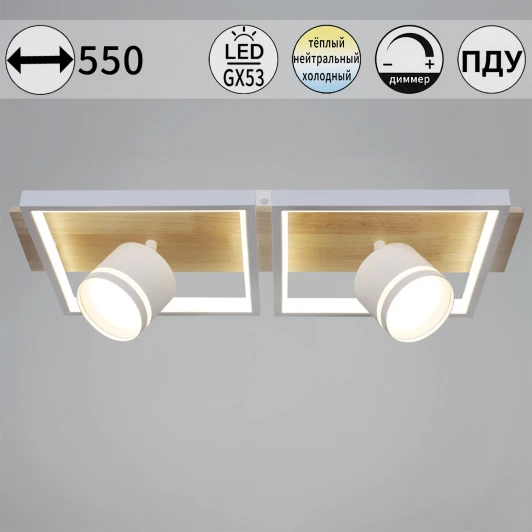 19560-0.3-2+2 WH+WOOD Потолочная люстра с пультом с регулировкой цветовой температуры, яркости и ночным режимом Reluce 19560-0.3-2+2 WH+WOOD