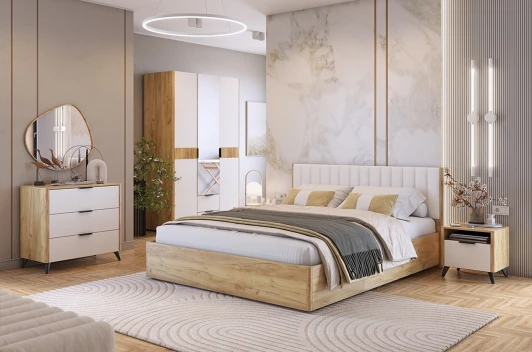СК1Адам.2563 Спальный гарнитур Адам К1 Mebelson (Дуб золотой,Светлое дерево) арт.СК1Адам.2563