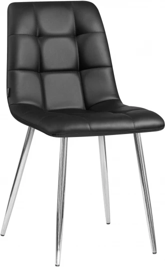 7094-LML ALEX, цвет сиденья чёрная экокожа (P-01), цвет основания хромированная сталь Стул обеденный ALEX (хром ножки, чёрная экокожа (P-01))