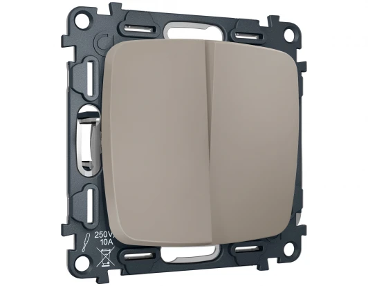 MO363030 Комплект механизма двухклавишного перекрестного выключателя встраиваемый (серо-бежевый матовый) Ambrella Volt QUANT MO363030