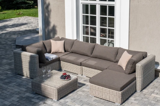 LS5O1T1-7-SET beige "Лунго" трансформирующаяся лаунж-зона из искусственного ротанга, цвет бежевый 4SIS арт.УТ-00002025