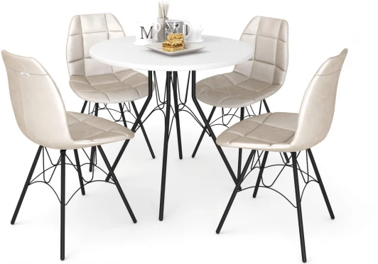 6875345401 Обеденная группа SHT-DS145 жемчужный/белый/черный Sheffilton 6875345401