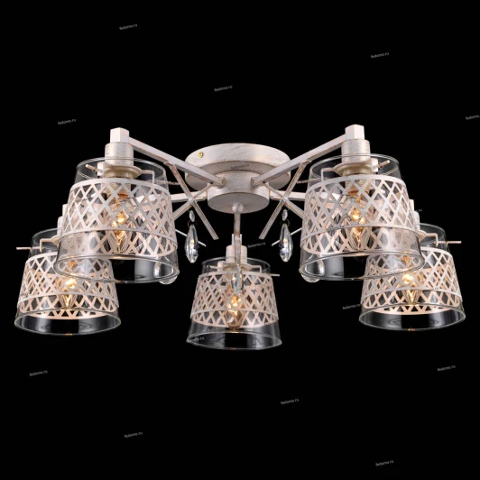 75084-5C IVORY GOLD Люстра потолочная Natali Kovaltseva Lyon, 5 плафонов, слоновая кость с золотом и прозрачным