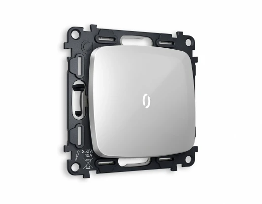 MO402015 Комплект механизма Ambrella Volt 1-клавишного выключателя с подсветкой 5600K OMEGA MO402015 Серебро глянец QUANT