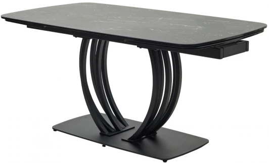 614M04916 Стол MATERA 160 NERO KL-116 Черный мрамор матовый, итальянская керамика/ черный каркас М-City