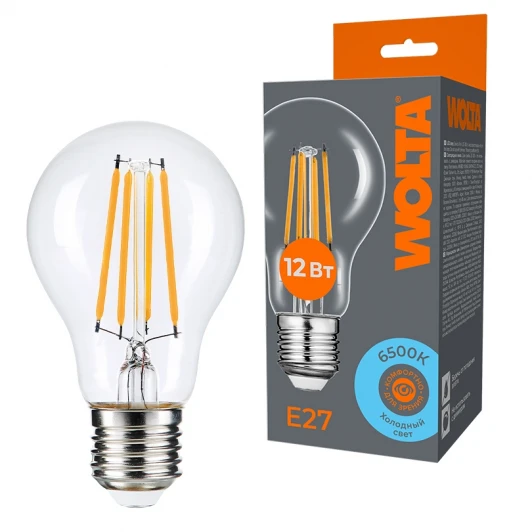WF-A60-12W6KE27 Светодиодная лампа FILAMENT 12Вт 6500K Е27 Wolta WF-A60-12W6KE27