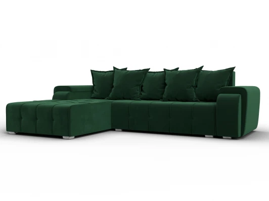 137347L Диван угловой Лига-121 левый угол (ДСП,Брус,Велюр/Зеленый) Лига Диванов 137347L