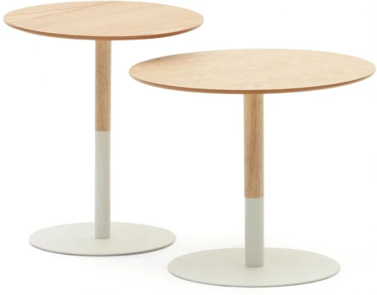 158201 Журнальный стол La Forma (ex Julia Grup) Watse (Белый/ Шпон дуба,Металл)