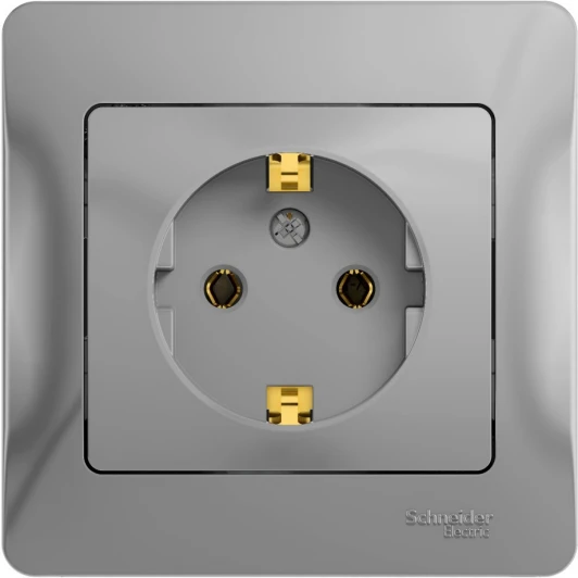 GSL000342 Розетка встраиваемая с заземлением (алюминий) Systeme Electric Glossa GSL000342