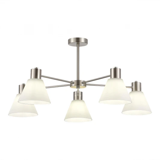 SLE1561-103-05 Потолочная люстра на штанге Evoluce Arki SLE1561-103-05 Никель/Белый E27 5*60W