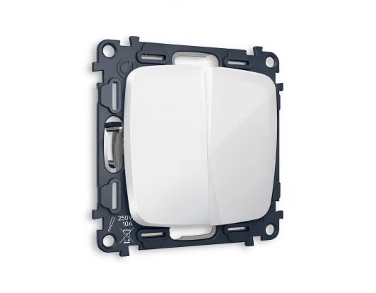 MO103030 Комплект механизма двухклавишного перекрестного выключателя встраиваемый (белый глянец) Ambrella Volt QUANT MO103030