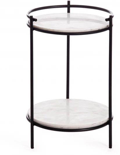 15862 Столик кофейный Secret De Maison FASELIS (mod. 11886) алюминиевый сплав/мрамор, 38*38*56 см, черный/белый мрамор Tetchair 15862