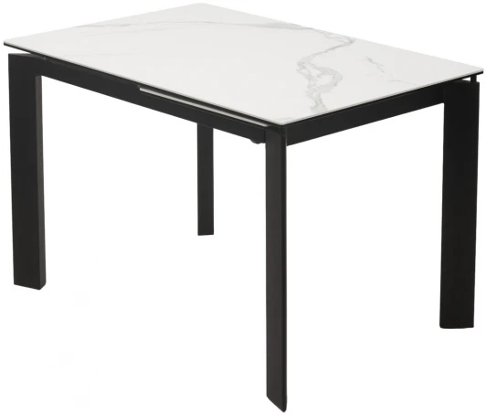 614М04878 Стол CORNER 120 HIGH GLOSS STATUARIO керамика, стекло/ черный каркас М-City