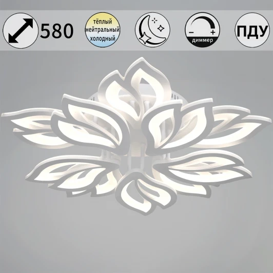 00150-0.3-5+5 WH Потолочная люстра светодиодная на штанге с пультом с регулировкой цветовой температуры, яркости и с ночным режимом Reluce 00150-0.3-5+5 WH