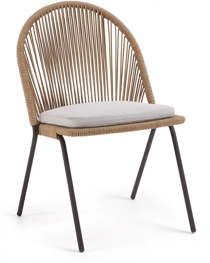 067769 Стул уличный La Forma (ex Julia Grup) Shann (Бежевый,Серый/ Веревка,Пена,Пенополиуретан,Сталь)
