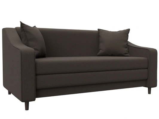 129651 Диван прямой Лига-071 (ЛДСП,Брус,Фанера/Дерево/Рогожка/Коричневый) Лига Диванов 129651