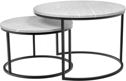 RF 0610 Набор кофейных столиков Bradex Home Tango светло-серый мрамор с черными ножками, 2шт (RF 0610)