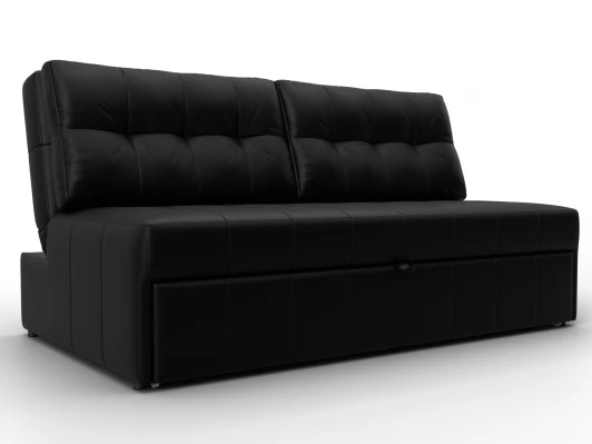 134934 Диван прямой Лига-107 (160) (ЛДСП,Брус,Фанера,Экокожа/Черный) Лига Диванов 134934