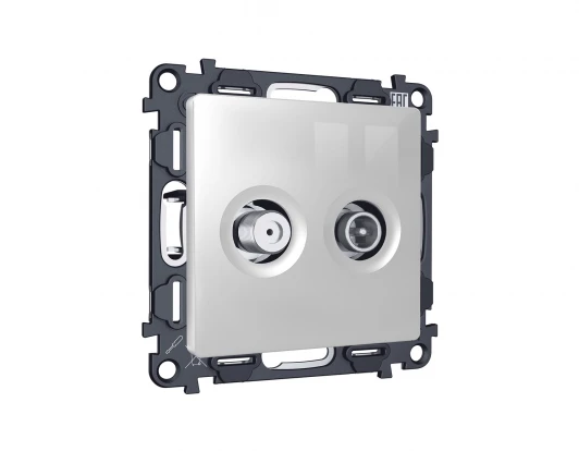 MA413310 Комплект механизма ТВ-розетки+SAT встраиваемый (серебро глянец) Ambrella Volt QUANT MA413310