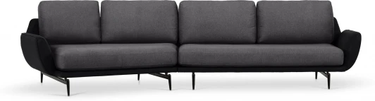 799391 Диван Ispani угловой левый ОГОГО (арт.799391), (Ткань,Экокожа/Черный,Серый)