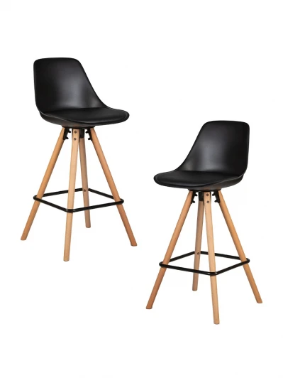 LMZL-PP759A-1-N_LB-MTR_EL-B-03 Набор 2 шт стул полубарный DOBRIN RONNI (ножки светлый бук, черный (B-03))