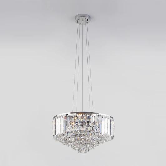 10105/5 хром/прозрачный хрусталь Strotskis Подвесная люстра Eurosvet Torreta 10105/5 хром/прозрачный хрусталь Strotskis