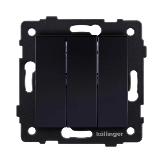 REA-R-012BK Выключатель 3-клавишный 10А/250В изогнутый, черный Kollinger REA-R-012BK для Aspekt, Eleganz, Reflex
