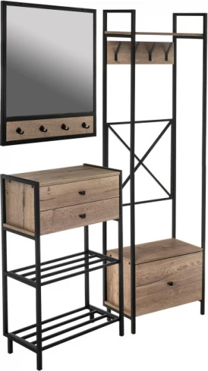 542696 Прихожая Woodville Лофт дуб велингтон / черный матовый