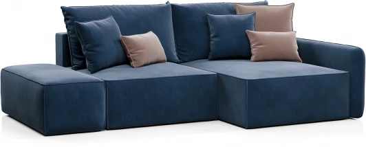 AAA41671005 ПОРТЛЕНД Диван угловой с банкеткой синий D1 furniture арт.AAA41671005