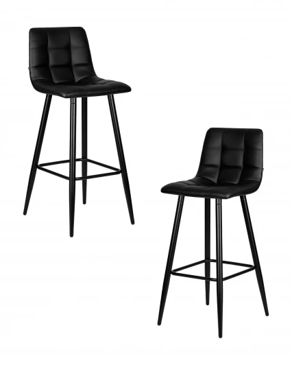 SET-2 8078-LML NICOLE Набор 2 шт Стул барный DOBRIN NICOLE (черные матовые ножки, черная экокожа (P-01))