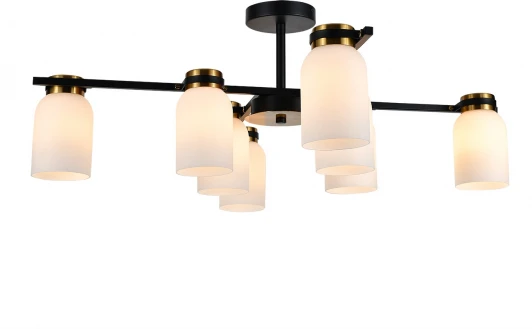 1151/8P Потолочная люстра на штанге Escada Madison 8x40Вт E14, металл/стекло, черный/бронза, белый (220V)