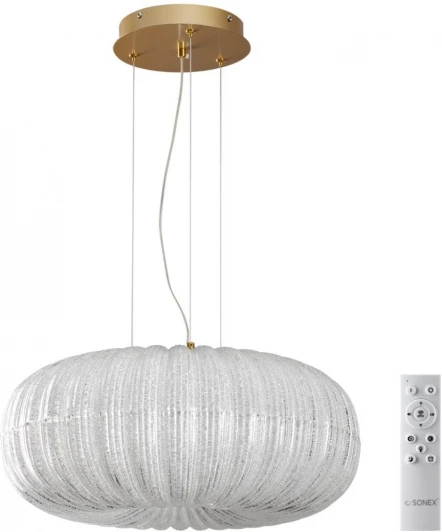 7720/48L Подвесной светильник Sonex Angelo 7720/48L металл/стекло/прозрачный/золотой LED 48Вт 3000-6500K D500 IP20 пульт ДУ (220V, на тросе, шар)