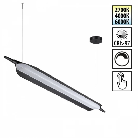 359544 Подвесной светильник Novotech Ala 359544 черный диммируемый со сменой цв.температуры (сенсор) LED 32W 2700/4000/6000K 220V (регулировка яркости, сенсорный выключатель, на тросе)