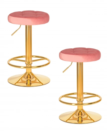 LM-5008-N_G-M_V-MJ9-32 Набор 2 шт табурет барный DOBRIN BRUNO GOLD (пудрово-розовый велюр (MJ9-32))