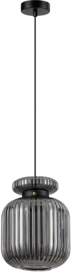 5042/1B Подвесной светильник Odeon Light Jugi 5042/1B PENDANT черный/дымчатый/металл/стекло/эко.кожа E27 1*60W (220V, на проводе)
