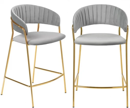 FR 0911P Комплект из 2-х стульев Bradexhome полубарных Turin серый с золотыми ножками