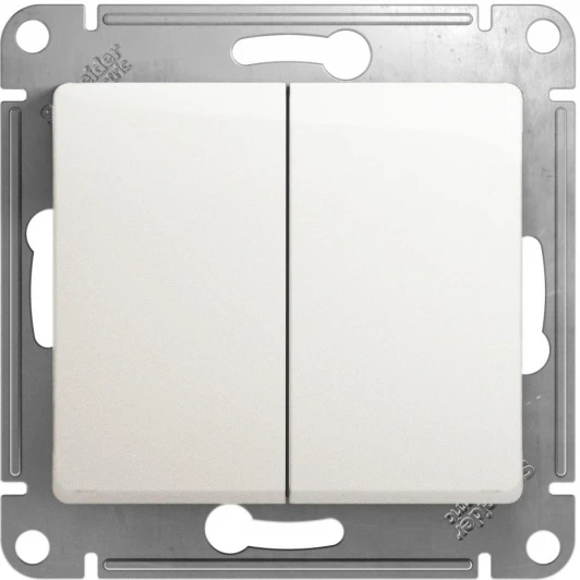 GSL000665 Выключатель встраиваемый двухклавишный (перламутровый) Systeme Electric Glossa GSL000665