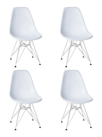 LMZL-PP638A-N_CH-M_P-W-02 Набор 4 шт стул обеденный DOBRIN DSR (ножки хром, цвет белый (W-02))