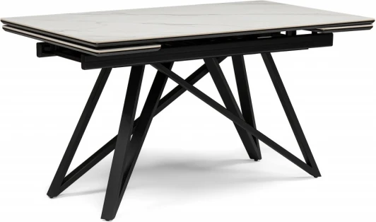 612175 Керамический стол Notta Вилсон 140(200)х80 белый мрамор snow white / черный арт.612175