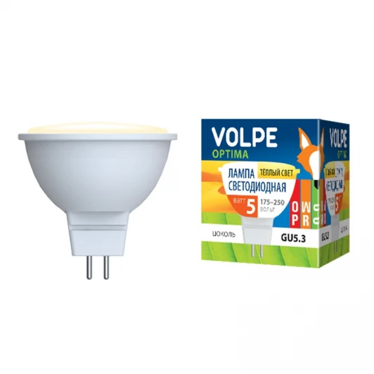 LED-JCDR-5W/WW/GU5.3/O картон Лампочка светодиодная полусфера белая GU5.3 5W 3000K Volpe LED-JCDR-5W/WW/GU5.3/O