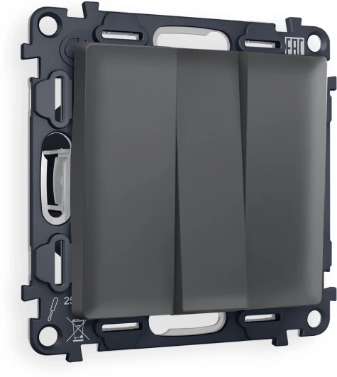 MA905010 Комплект механизма Ambrella Volt 3-клавишного выключателя ALFA MA905010 Графит мягкое касание QUANT