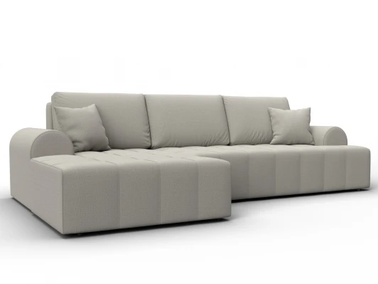 134740L Диван угловой Лига-080 угол левый (ДСП/Пластик/Рогожка/Бежевый) Лига Диванов 134740L