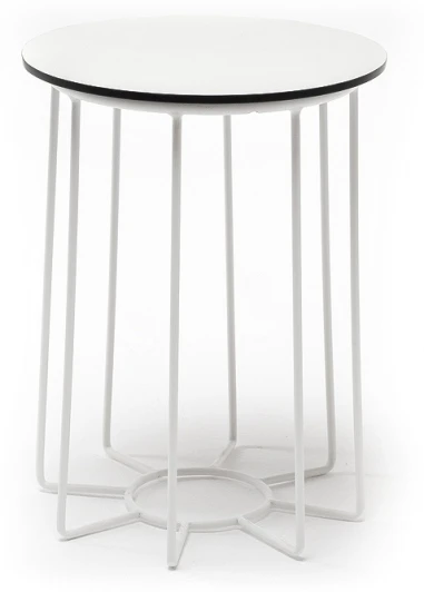 RC013-D40-AKV "Эквадор" журнальный стол из HPL круглый Ø40 H55, каркас из стали белый, цвет столешницы "молочный" 4SIS арт.УТ-00006652