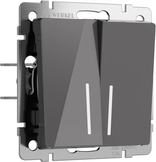 W1120144 Выключатель двухклавишный с подсветкой (графит акрил) Werkel W1120144 (a064087)