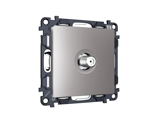 MA513050 Комплект механизма ТВ-розетки SAT встраиваемый (сталь матовый) Ambrella Volt QUANT MA513050