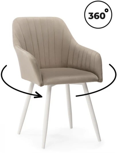 570176 Обеденный стул Notta Слэм (Металл, Велюр/Белый) арт.570176