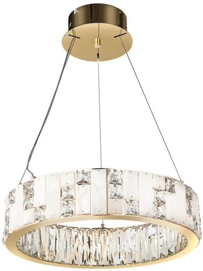 5072/60L Подвесной светильник Odeon Light Crossa 5072/60L золото/прозрачный/белый/металл/хрусталь/алебастр LED 60W 3700K (220V, кольцо)