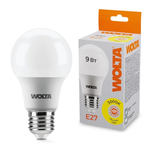 25Y60BL9E27 Светодиодная лампа 9Вт 3000К E27 Wolta 25Y60BL9E27